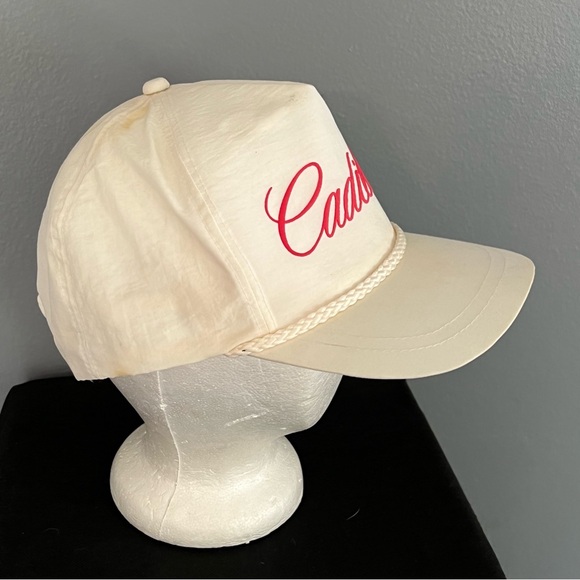 Vintage Cadillac White Hat Snapback Rope Red Hat Cap - Picture 4 of 9